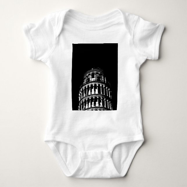 Black White Leaning Torn i Pisa Italien T Shirt (Framsida)