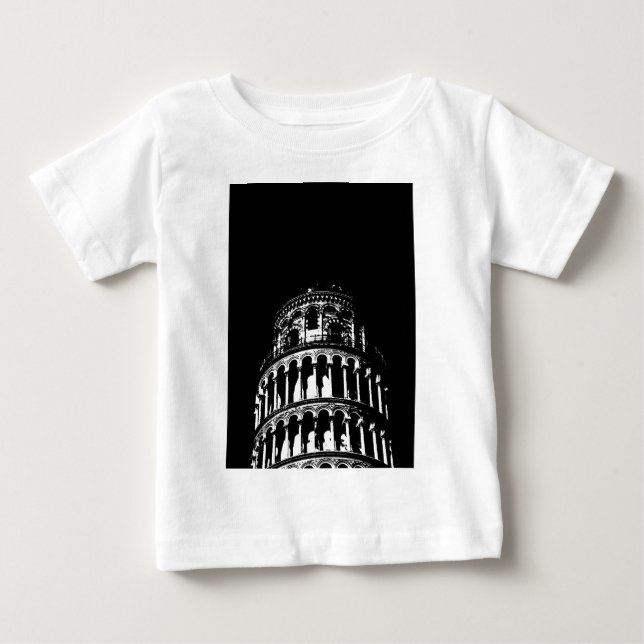 Black White Leaning Torn i Pisa Italien Tee Shirt (Framsida)