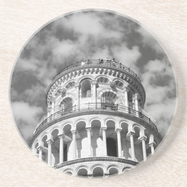 Black White Leaning Torn i Pisa Italien Underlägg (Framsidan)