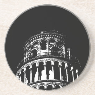 Black White Leaning Torn i Pisa Italien Underlägg Sandsten