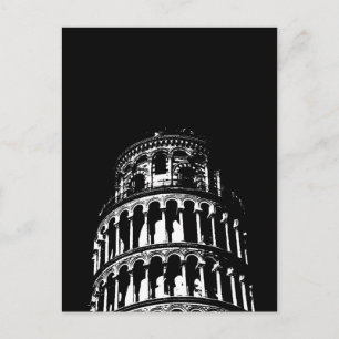 Black White Leaning Torn i Pisa Italien Vykort