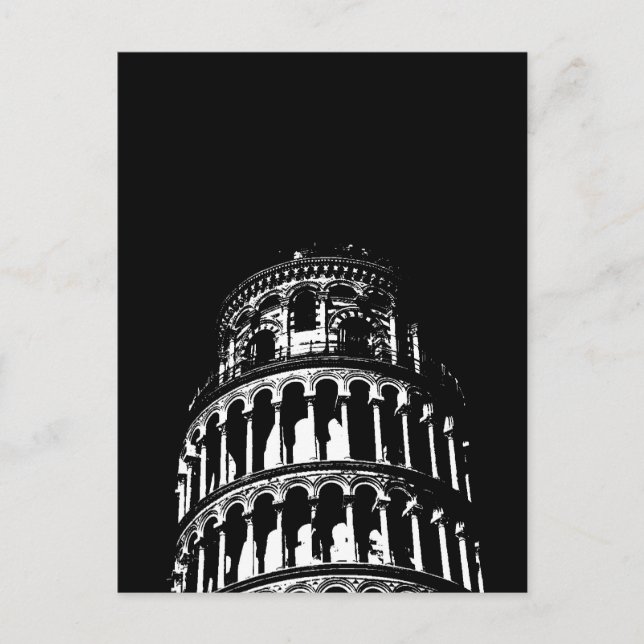 Black White Leaning Torn i Pisa Italien Vykort (Framsida)