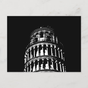 Black White Leaning Torn i Pisa Italien Vykort