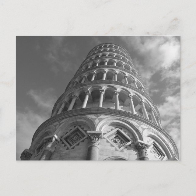 Black White Leaning Torn i Pisa Italien Vykort (Framsida)