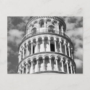 Black White Leaning Torn i Pisa Italien Vykort