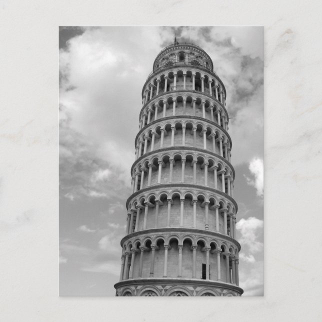Black White Leaning Torn i Pisa Italien Vykort (Framsida)
