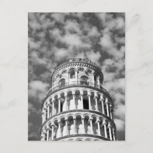 Black White Leaning Torn i Pisa Italien Vykort