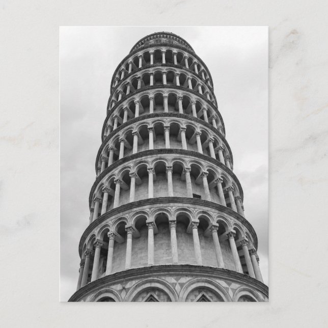 Black & White Leaning Torn i Pisa Italien Vykort (Framsida)