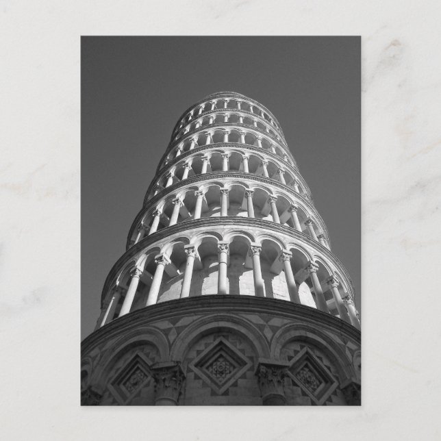 Black & White Leaning Torn i Pisa Italien Vykort (Framsida)