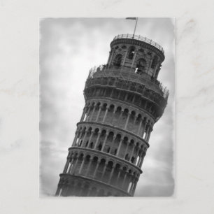 Black & White Leaning Torn på Pisa Postcard Vykort