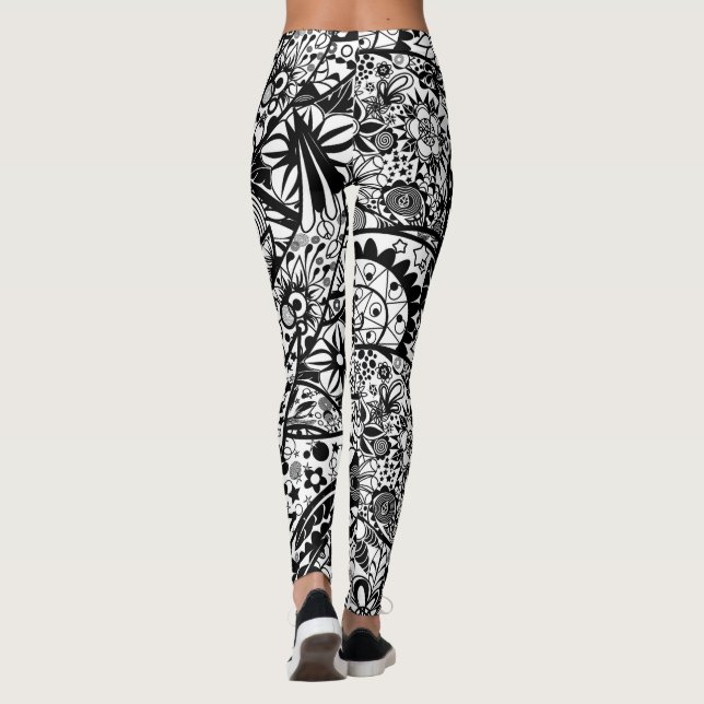 Black White Leggings Vår Blommigt (Baksida)