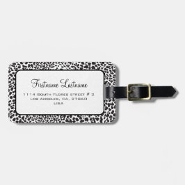 Black & White Leopard Camouflaged Bagagebricka