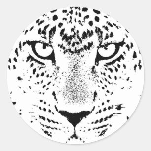 Black & White Leopard Öga Runt Klistermärke