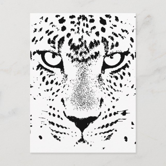 Black & White Leopard Öga Vykort (Framsida)