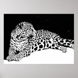 Black White Leopard Poster pop Art Vild Animal