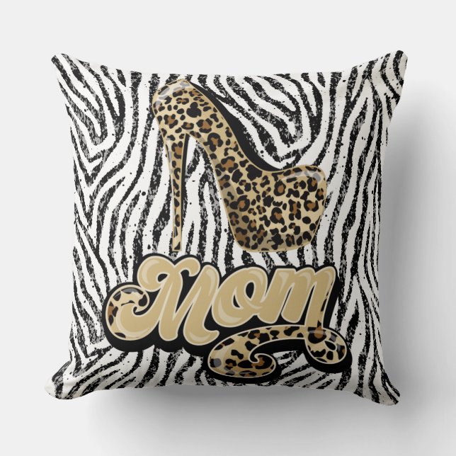 Black White Leopard Skriv ut Pillow Kudde (Framsida)