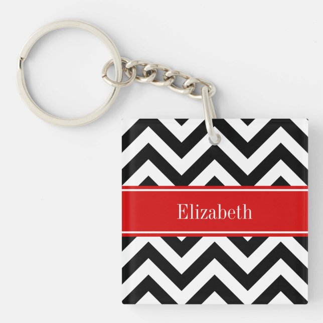 Black White LG Chevron Red Namn Monogram (Framsidan)