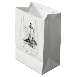 Black & White Lighthouse Nautical Sketch Bröllop