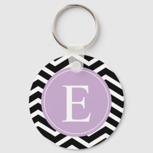 Black White Lila Chevron Anpassningsbar Nyckelring
