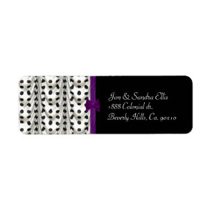 Black White Lila Draped Polka dots Returadress Etikett