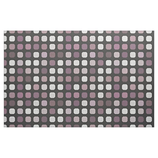 Black White Lila Retro Round Squares Art Mönster Tyg (Fat Quarter)