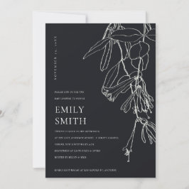 BLACK WHITE LINE TECKNING BLOMMIGT BABY SHOWER-KOR TACK KORT