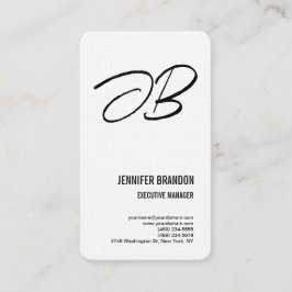 Black White Linen Monogram minimalist Modern Plain Visitkort