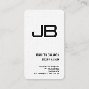 Black White Linen Monogram minimalist Modern Plain Visitkort
