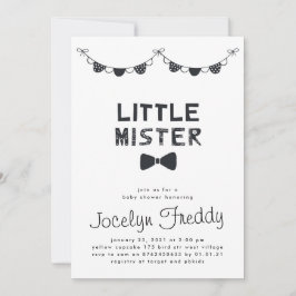 Black & White Little Mister Baby Shower Inbjudningar
