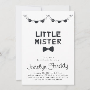 Black & White Little Mister Baby Shower Inbjudningar