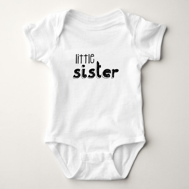 Black & White Little Sister Typography Tröja (Framsida)