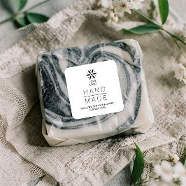 Black White Logo Minimalist Business Support TMF26 Fyrkantigt Klistermärke