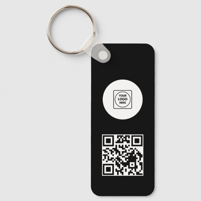 Black White Logo QR Code Promo Keychains Nyckelring (Framsida)