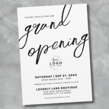Black White Logotyp Business Grand Open
