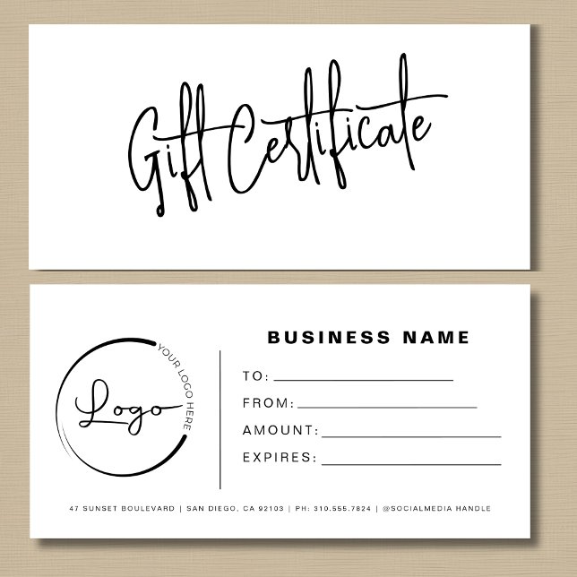 Black White Logotyp Gift-certifikat (Skapare uppladdad)