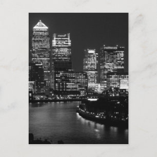 Black White London City Night UK British Travel Vykort
