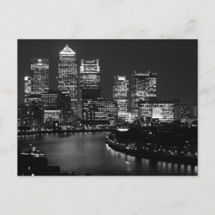 Black White London City Night UK British Travel Vykort