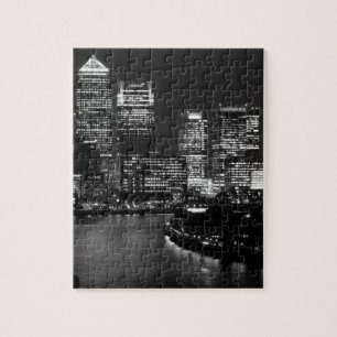 Black White London City Night UK Travel Pussel
