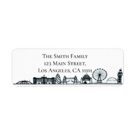 Black & White London Skyline Return Address Label Returadress Etikett