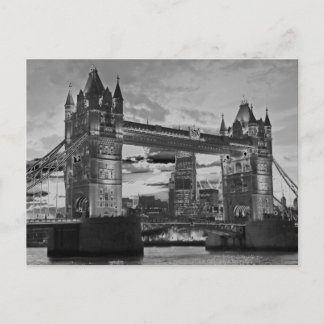 Black White London Torn Bridge British Travel Vykort