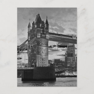 Black White London Torn Bridge British Travel Vykort