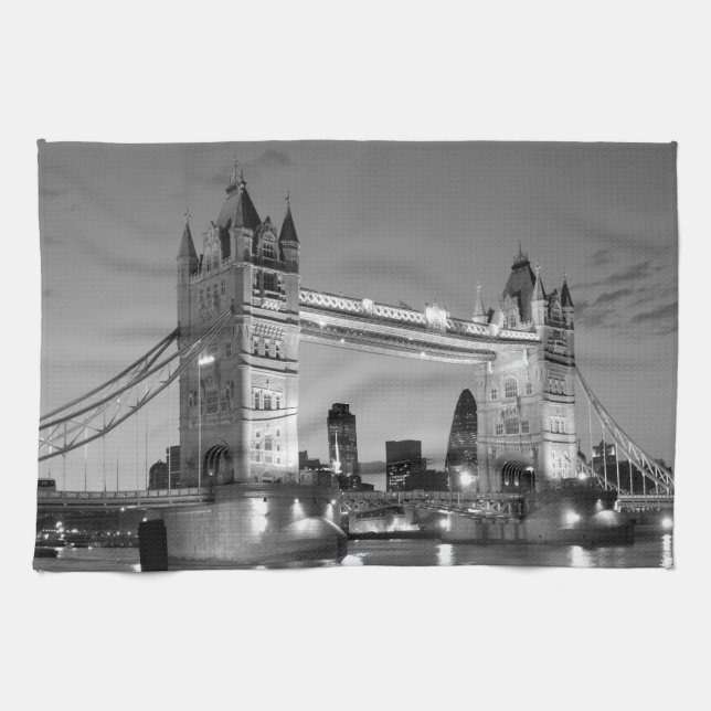 Black White London Torn Bridge Kökshandduk (Horisontell)