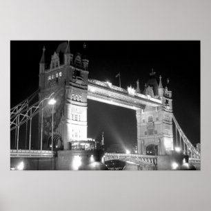 Black White London Torn Bridge Poster