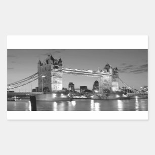 Black White London Torn Bridge Rektangulärt Klistermärke
