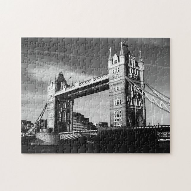 Black White LondonTower Bridge Art Travel Pussel (Horisontell)