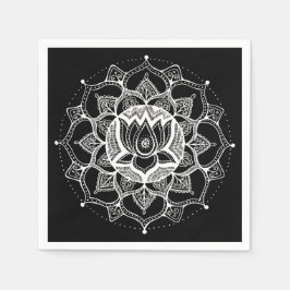 Black & White Lotus Mandala Pappersservett