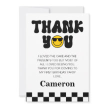 Black White Lycklig, 1:a födelsedag - tackkort