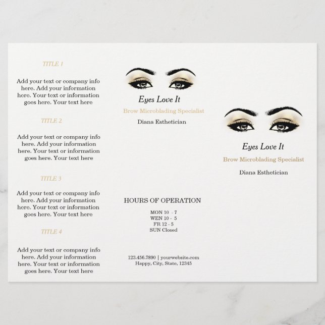 Black White Makeup Lash Esthetician SPA Brochure (Framsida)