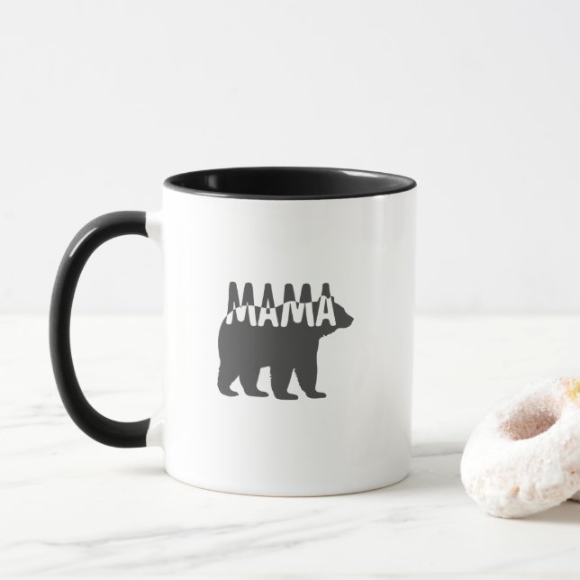Black & White Mama Bear Silhouette Mugg (Med munk)