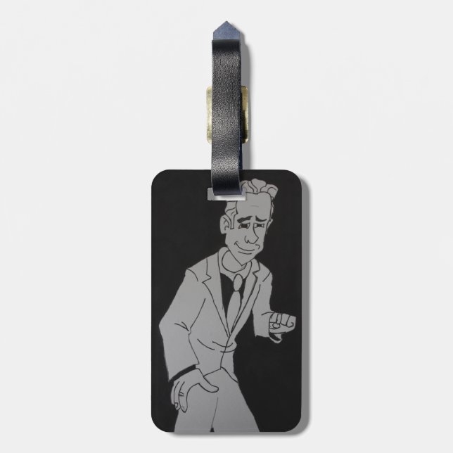 Black & White Man Sketch Luggage Tag Bagagebricka (Baksidan Lodrät)